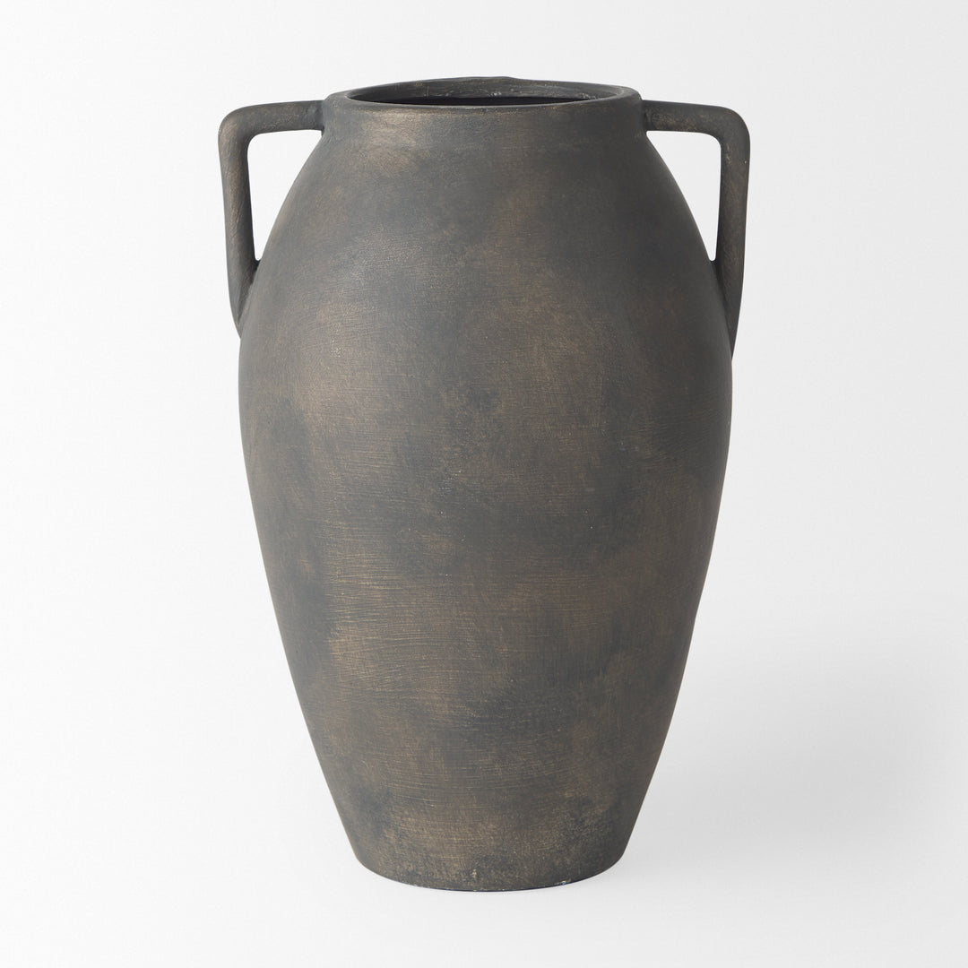Kilian Medium Brown-Gray Double Ear Vase Decor Mercana