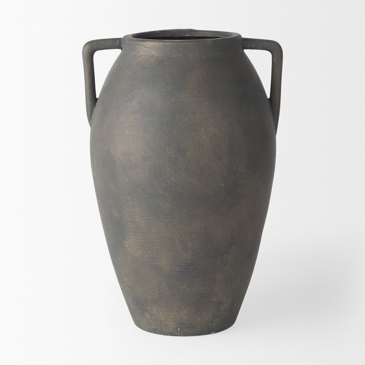 Kilian Medium Brown-Gray Double Ear Vase Decor Mercana