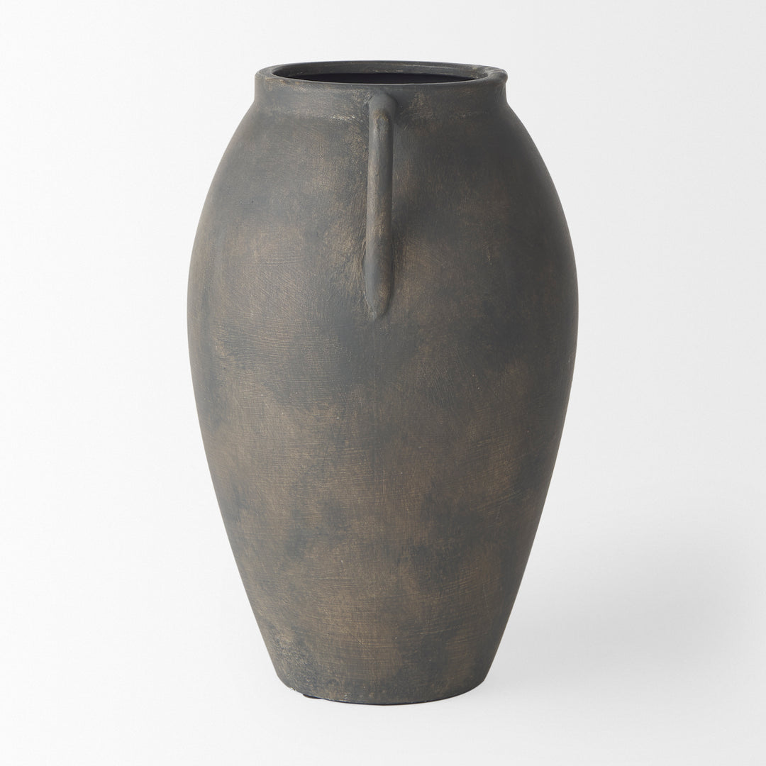 Kilian Medium Brown-Gray Double Ear Vase Decor Mercana