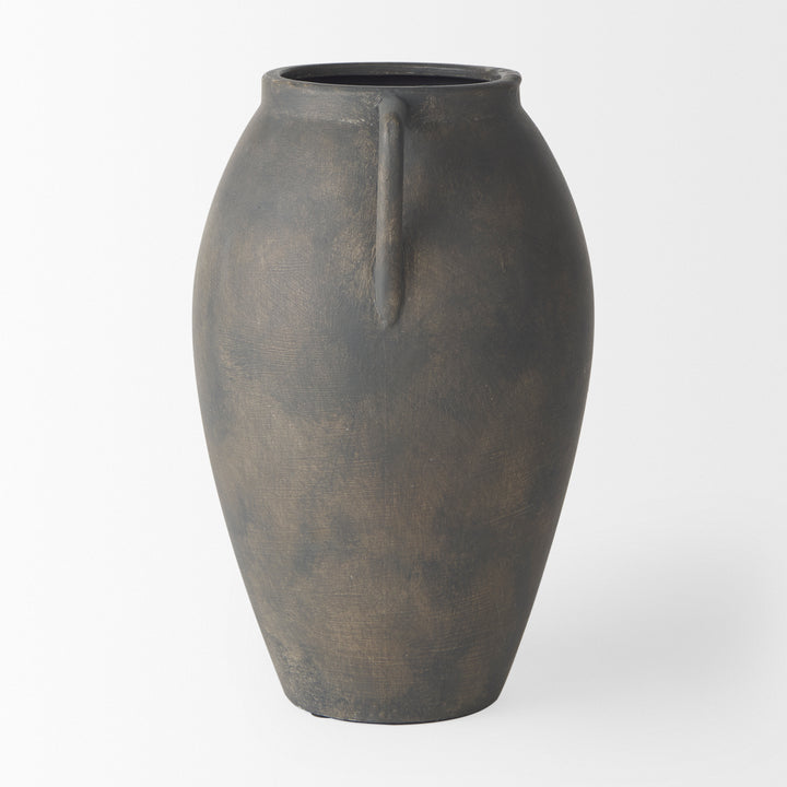 Kilian Medium Brown-Gray Double Ear Vase Decor Mercana