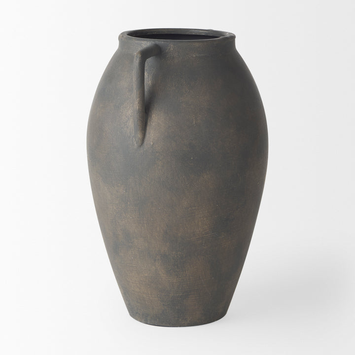 Kilian Medium Brown-Gray Double Ear Vase Decor Mercana