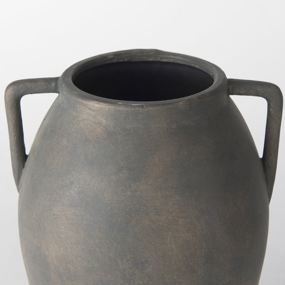 Kilian Medium Brown-Gray Double Ear Vase Decor Mercana