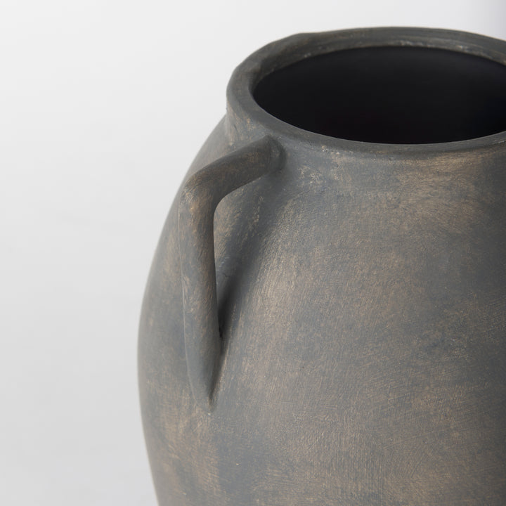 Kilian Medium Brown-Gray Double Ear Vase Decor Mercana