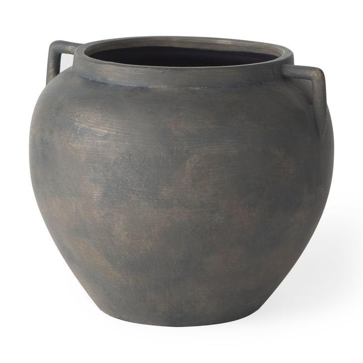 Kilian Short Brown-Gray Double Ear Vase Decor Mercana