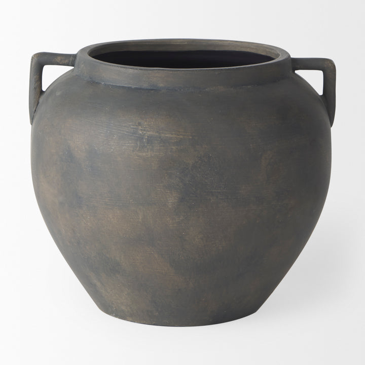 Kilian Short Brown-Gray Double Ear Vase Decor Mercana