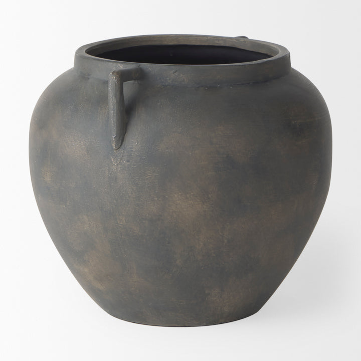 Kilian Short Brown-Gray Double Ear Vase Decor Mercana