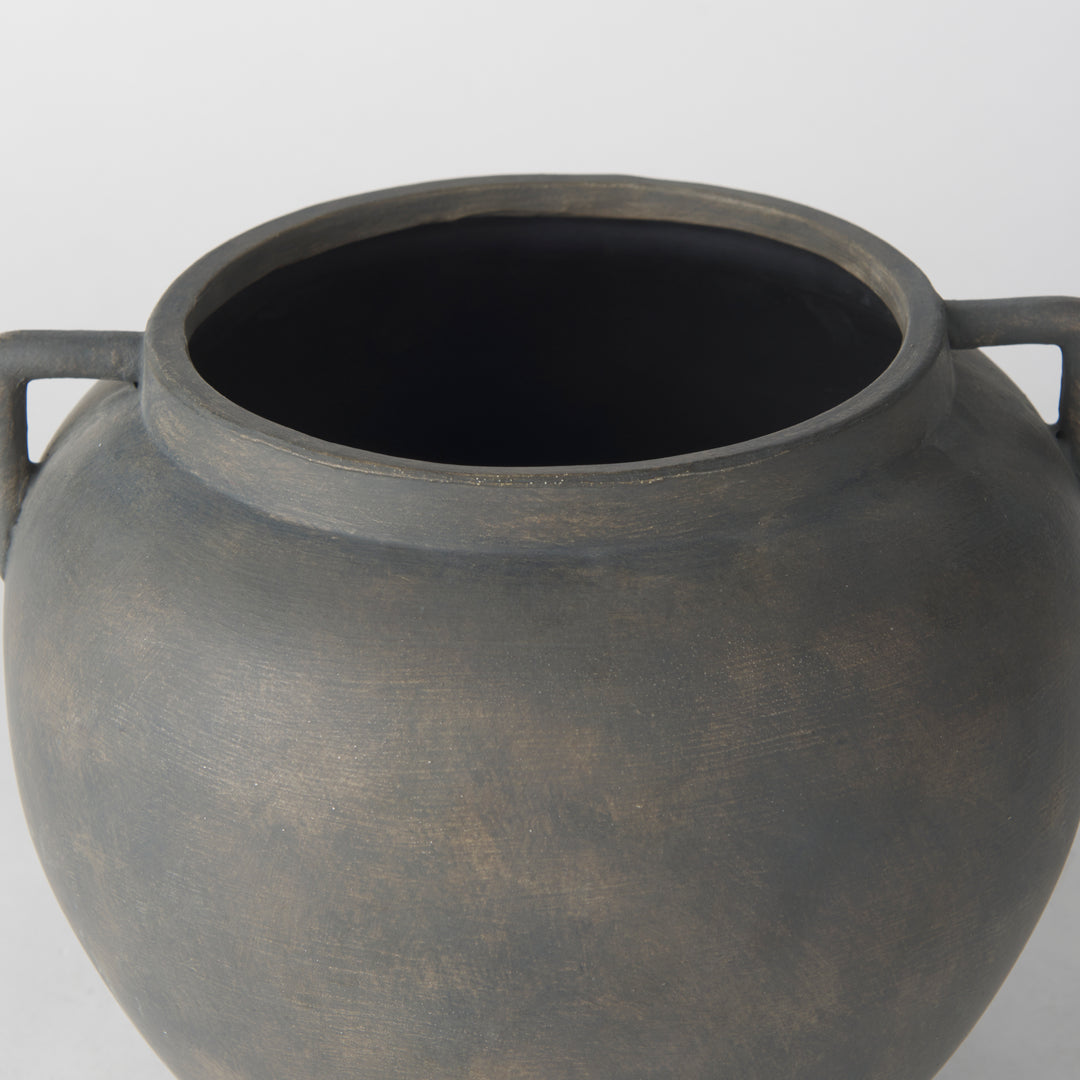 Kilian Short Brown-Gray Double Ear Vase Decor Mercana