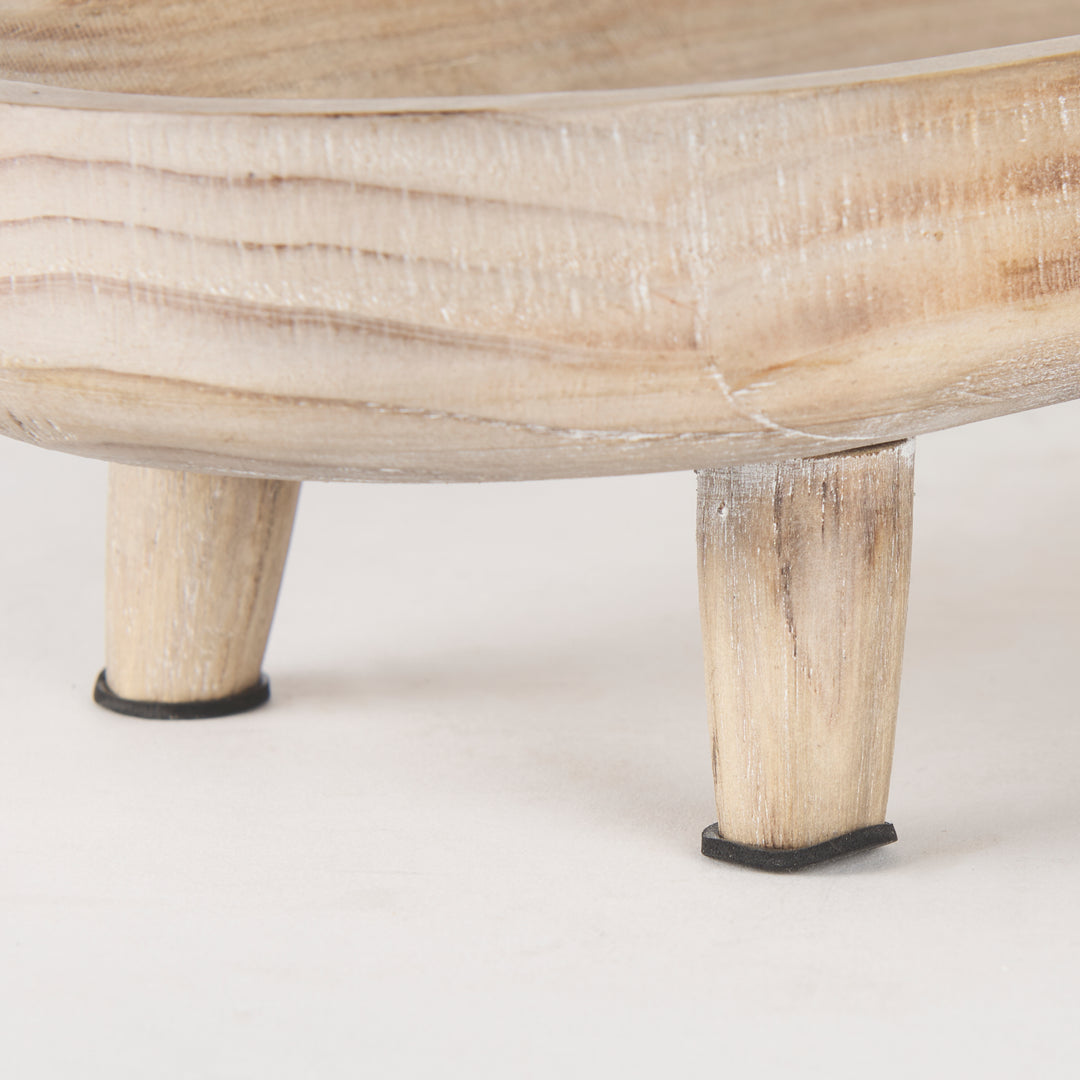Carver Set of 2 Oblong White Washed Wood Footed Trays Decor Mercana