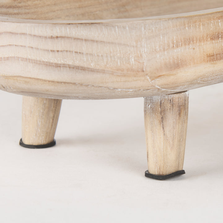 Carver Set of 2 Oblong White Washed Wood Footed Trays Decor Mercana
