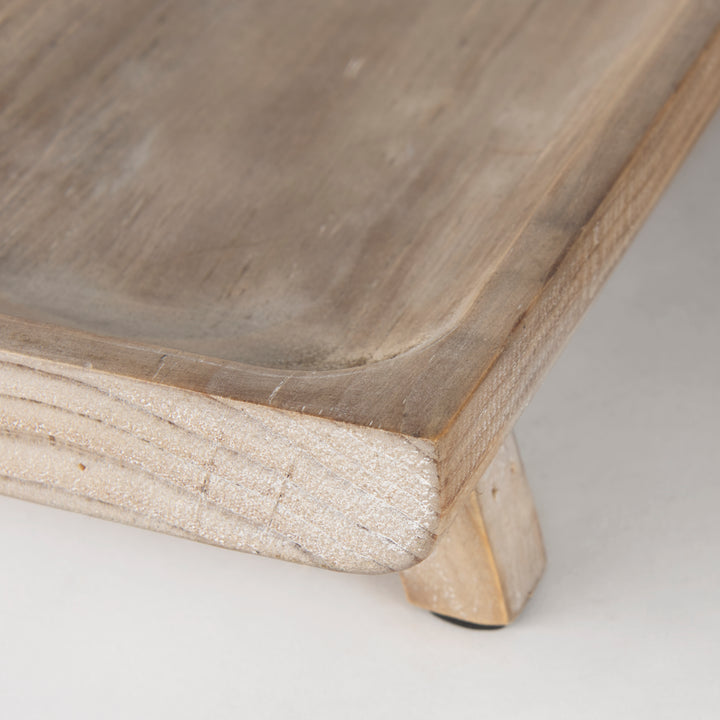 Carver Set of 2 Rectangular White Washed Wood Trays Decor Mercana
