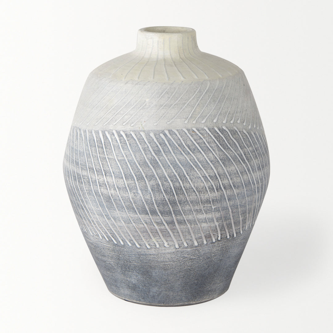 Blume 10H Off-White w/ Gray Textured Vase Decor Mercana