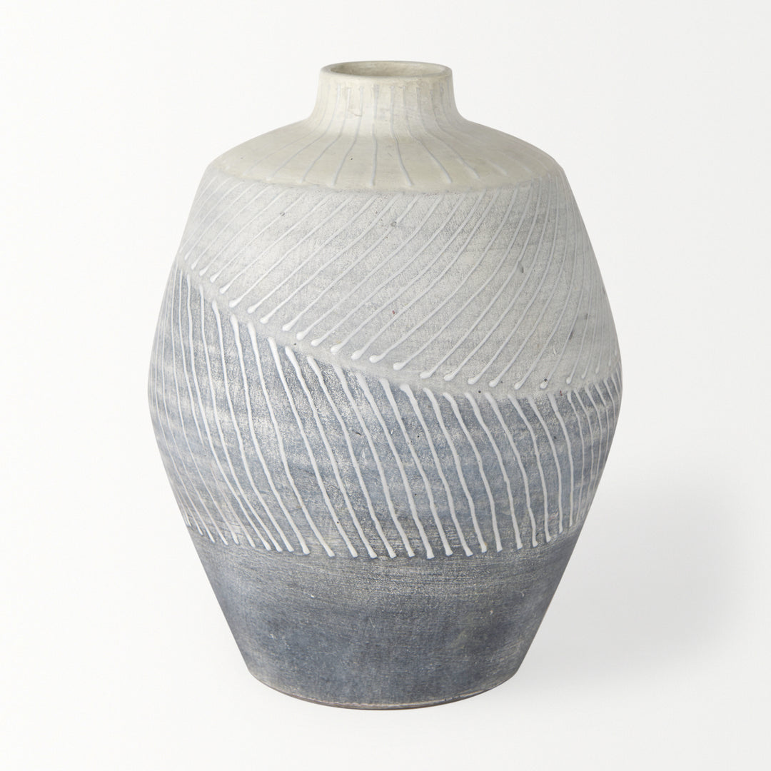 Blume 10H Off-White w/ Gray Textured Vase Decor Mercana