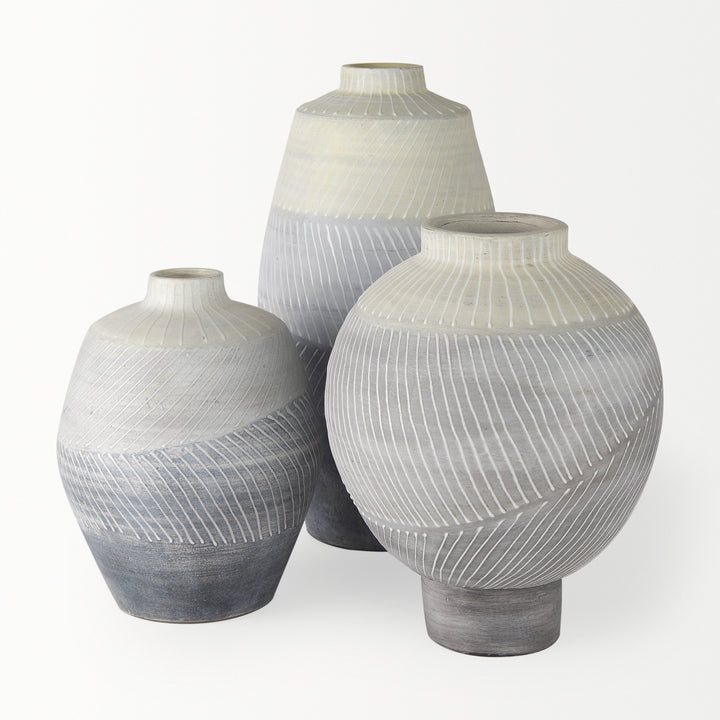 Blume 10H Off-White w/ Gray Textured Vase Decor Mercana