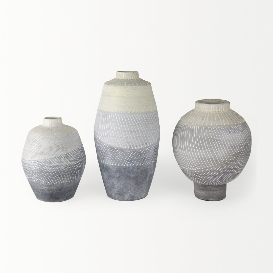 Blume 10H Off-White w/ Gray Textured Vase Decor Mercana