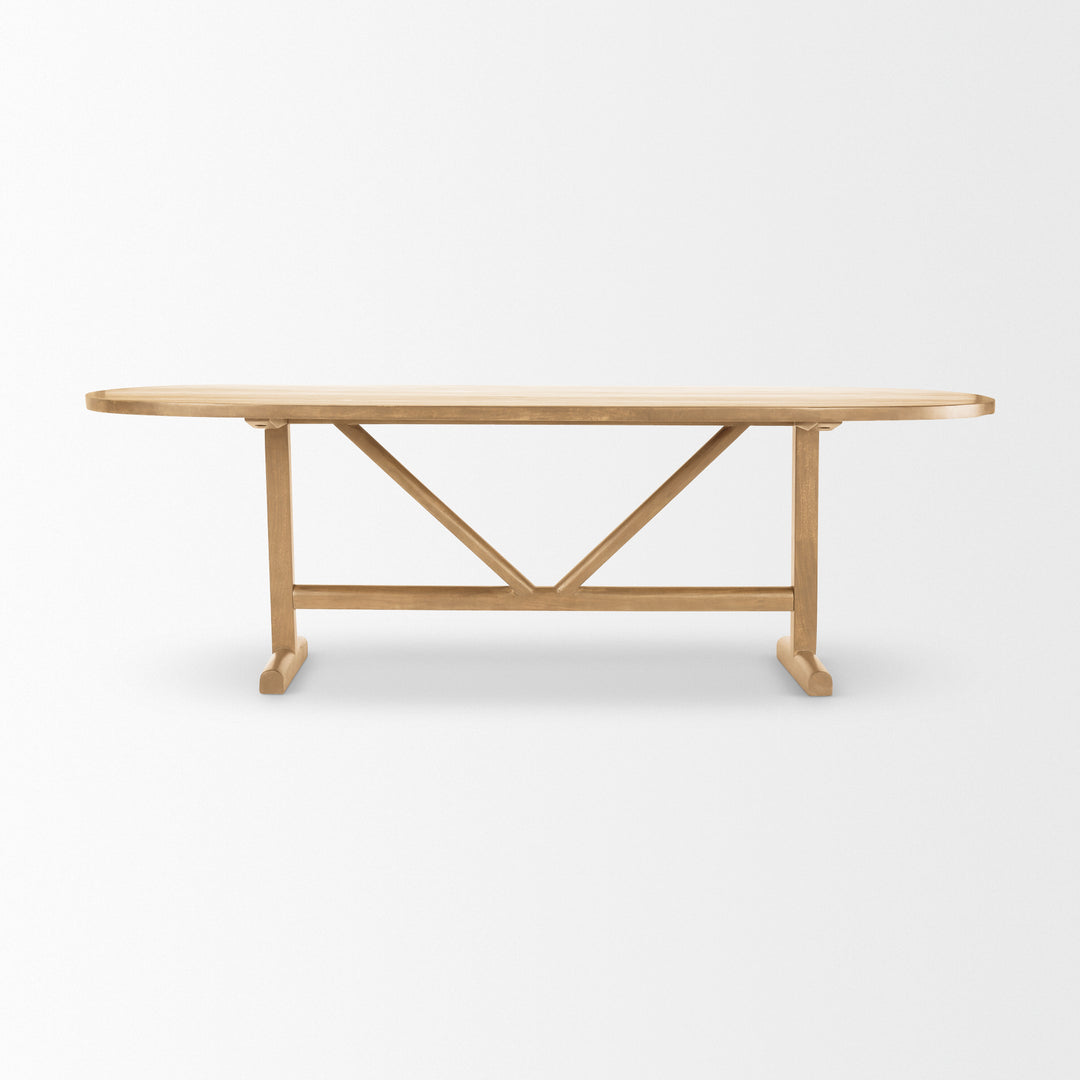 Viktor 94"L Light Brown Solid Wood Dining Table Dining Room Mercana