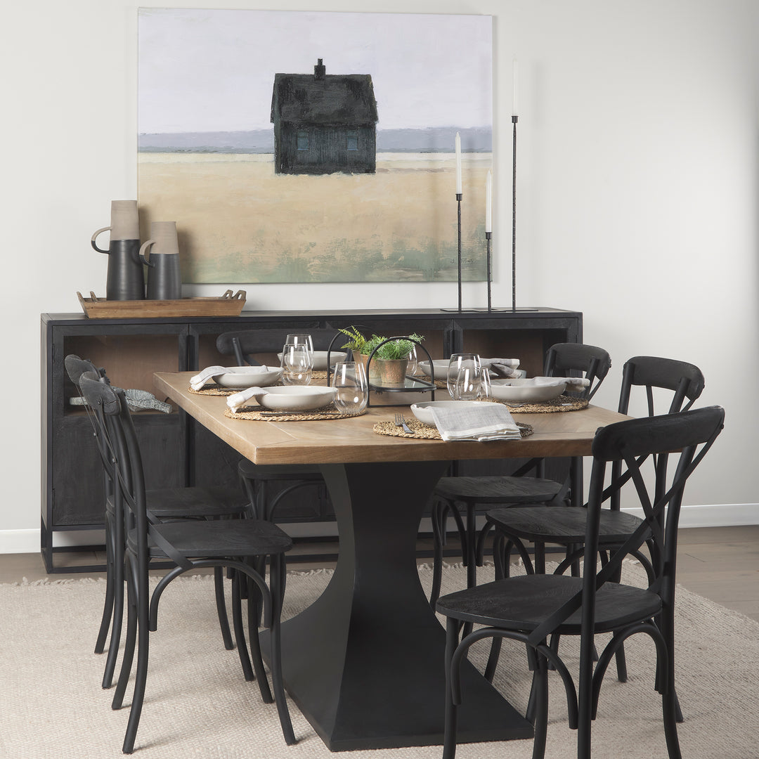 Evianna Mirrored W/Black Metal Frame Tray Decor Mercana