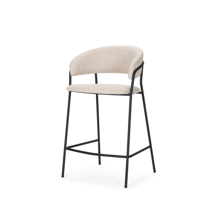 Carolyn Counter Stool w/ Oatmeal Fabric & Matte Black Metal Dining Room Mercana