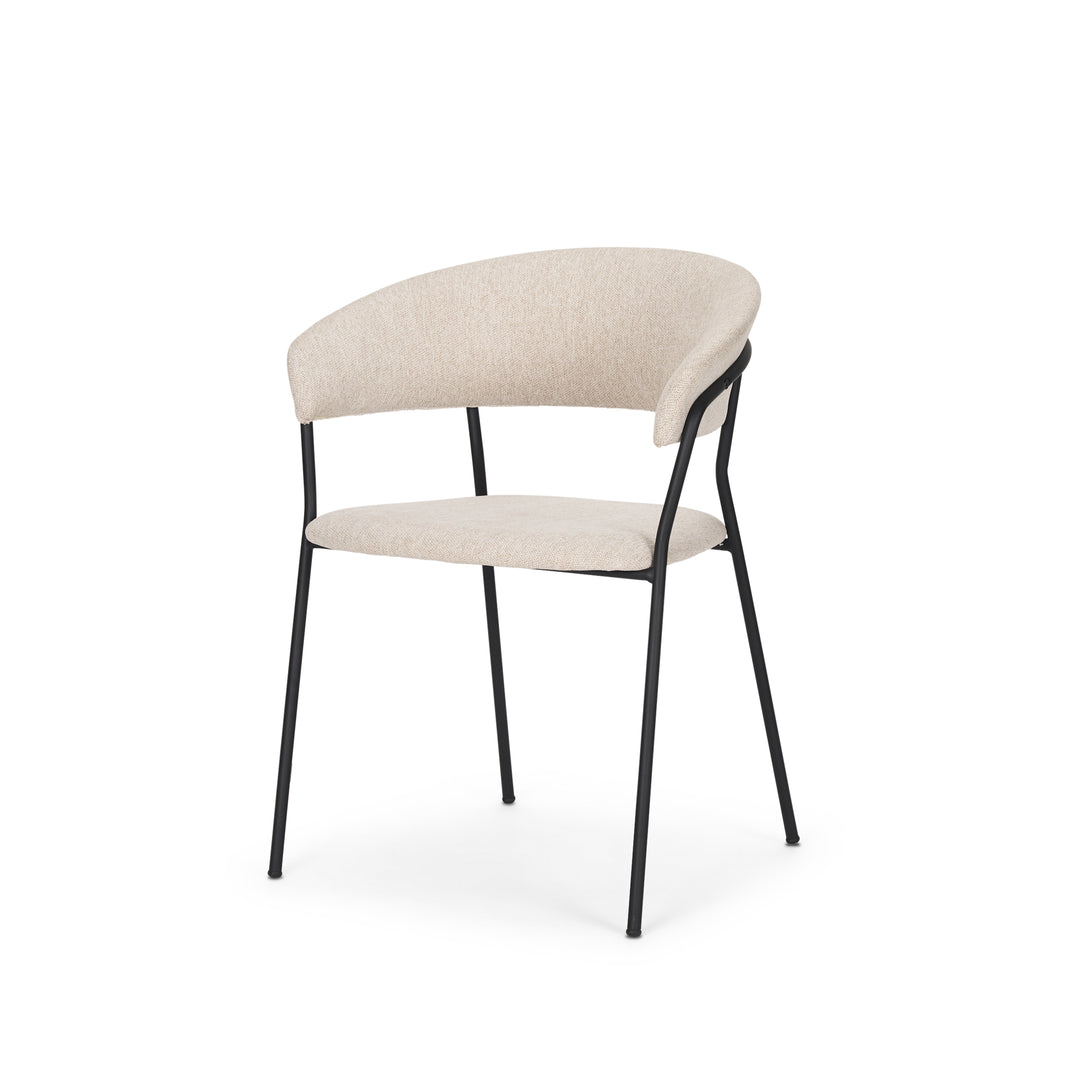 Carolyn Dining Chair w/ Oatmeal Fabric & Matte Black Metal Dining Room Mercana