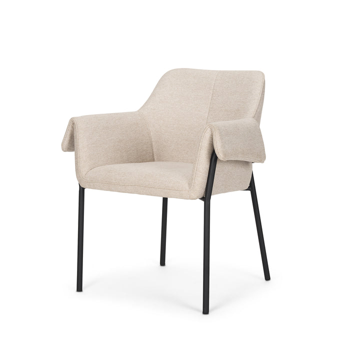 Brently Dining Chair w/ Oatmeal Fabric & Matte Black Metal Legs Living Room Mercana