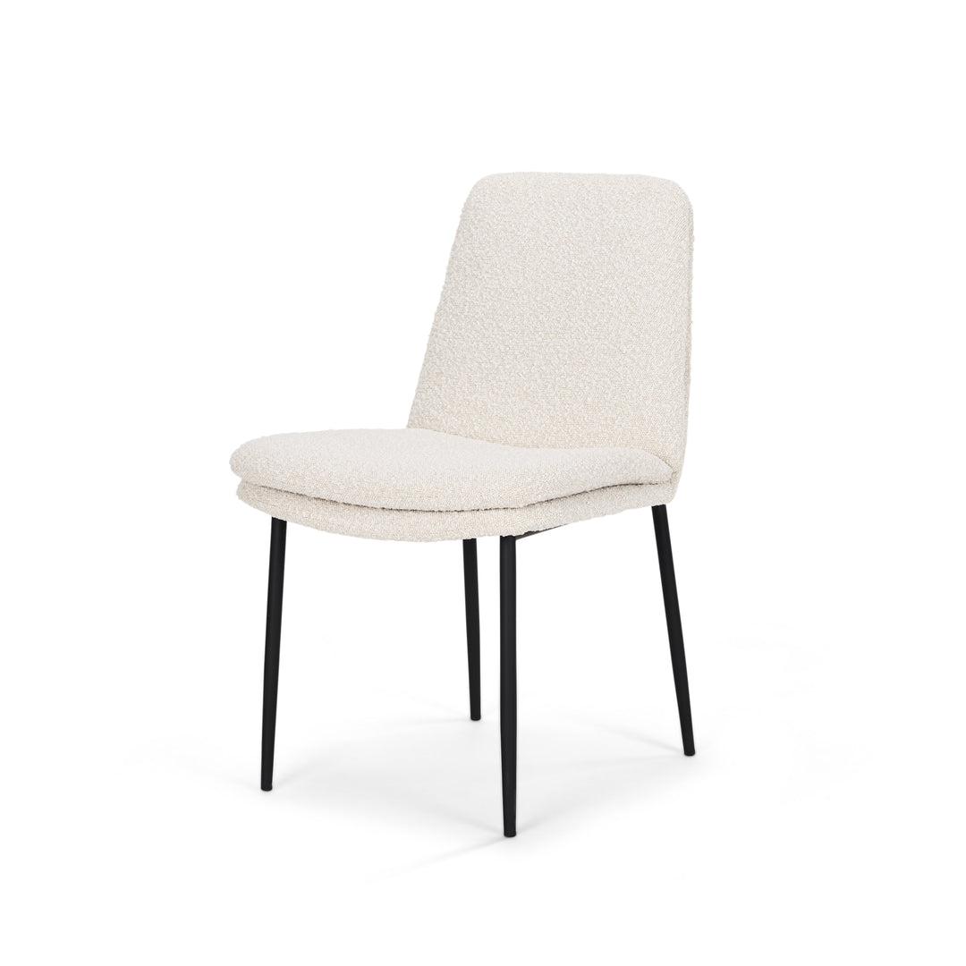 Eve Dining Chair w/ Cream Boucle Fabric & Matte Black Metal Dining Room Mercana
