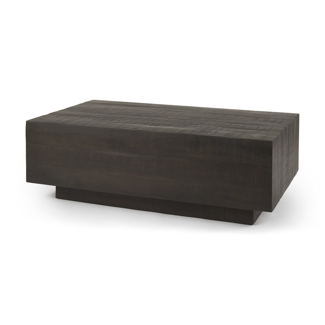 Hayden Dark Brown Wood Rectangular Coffee Table Living Room Mercana