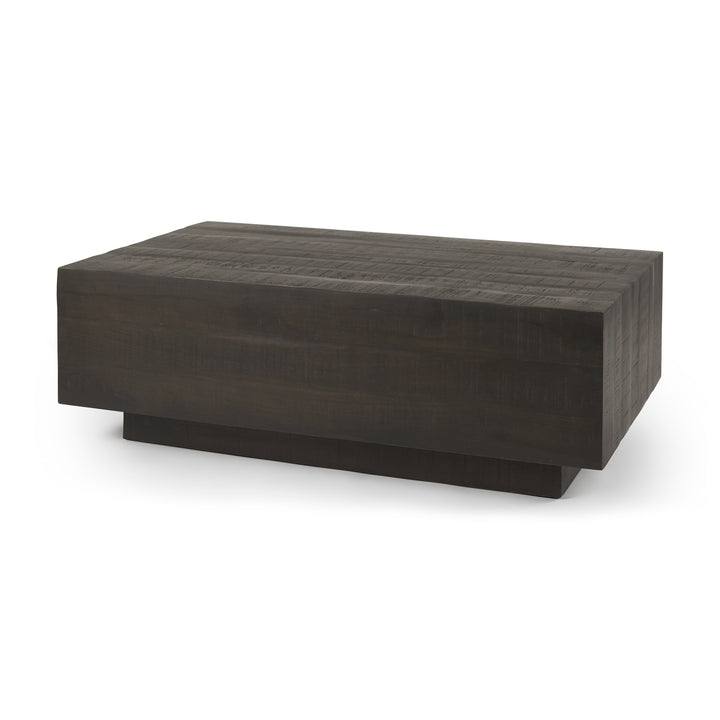 Hayden Dark Brown Wood Rectangular Coffee Table Living Room Mercana