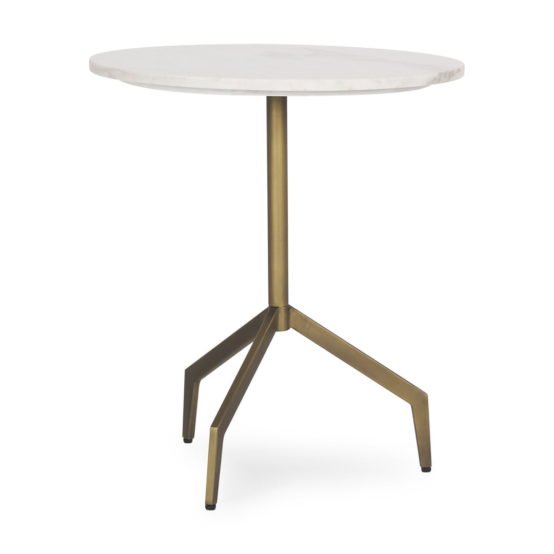 Serre Marble Top 3 Prong Gold Metal Base End Table Living Room Mercana
