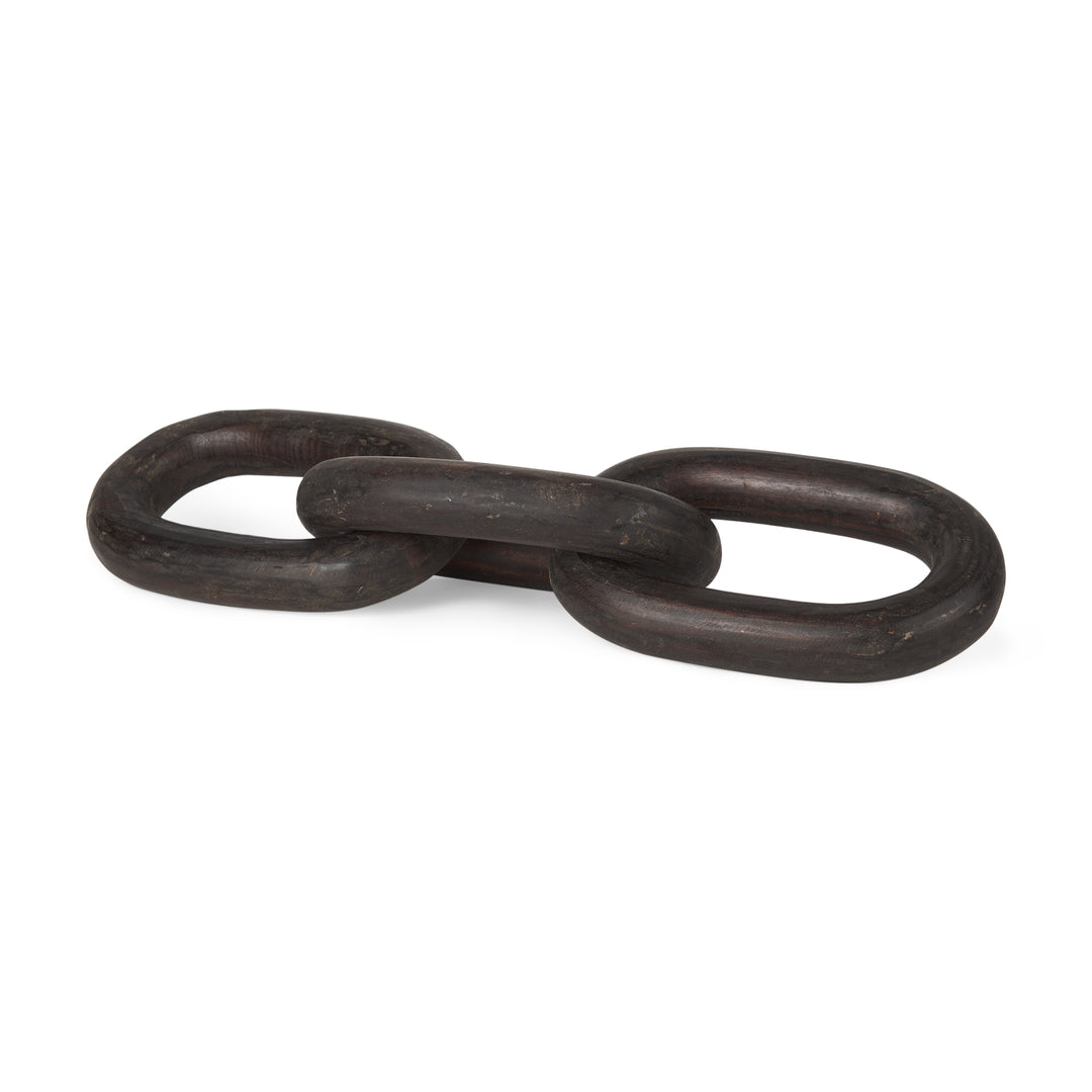 Tayla Large Black-Brown Wood Chain Link Decor Mercana