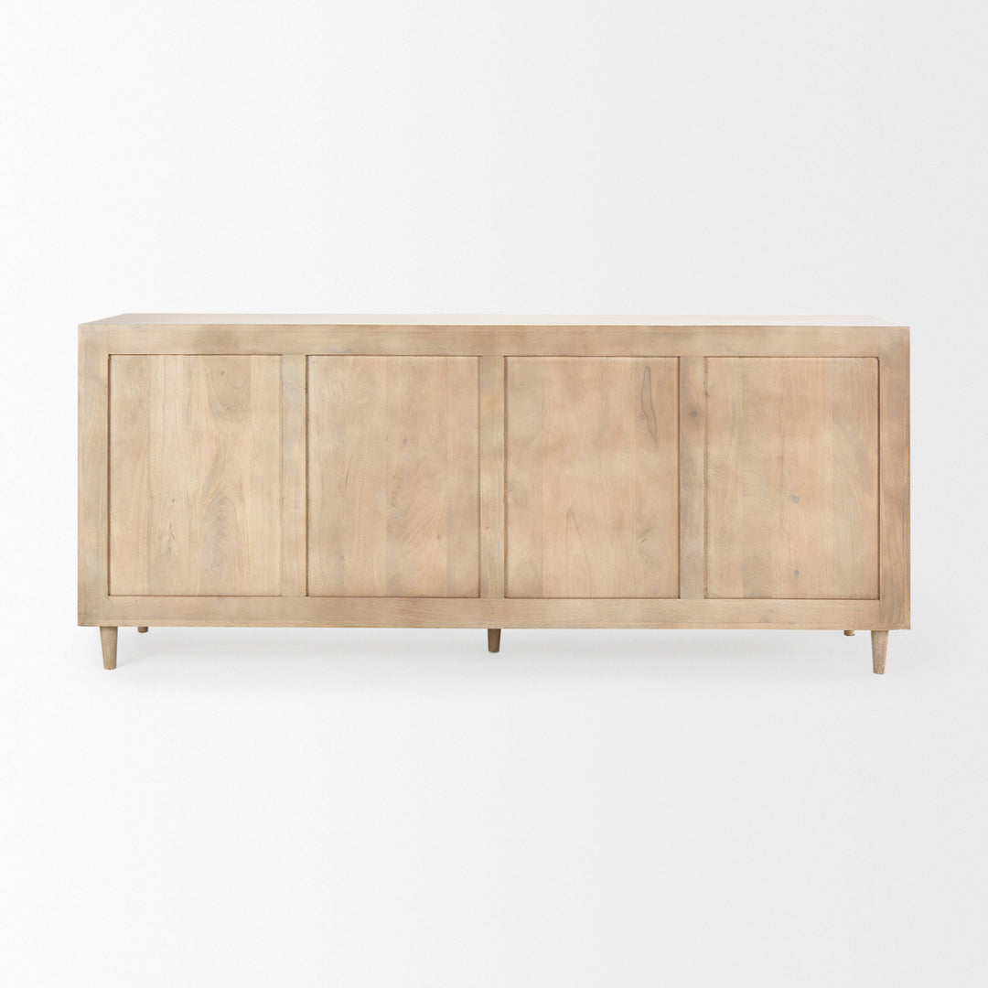 Tucker Light Brown Wood w/ Carved Arch Pattern 4 Door Sideboard Dining Room Mercana