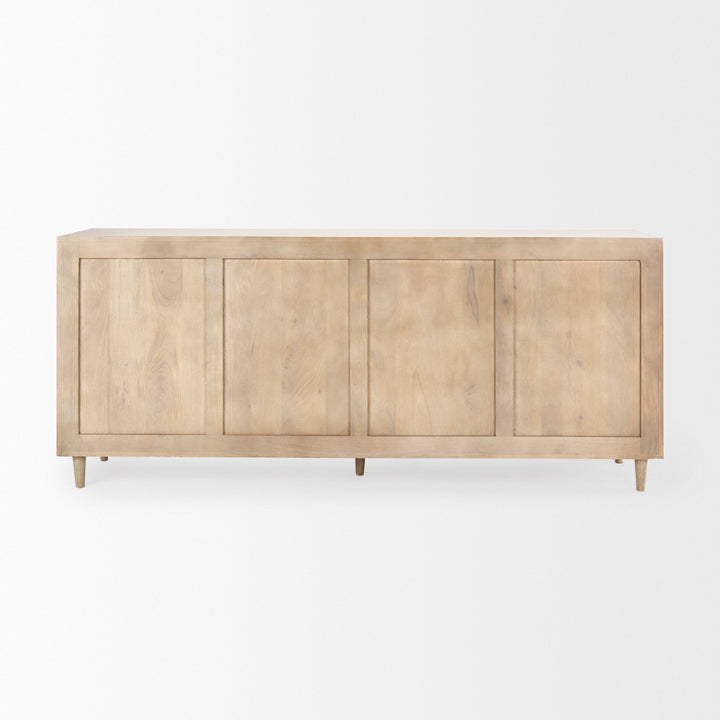 Tucker Light Brown Wood w/ Carved Arch Pattern 4 Door Sideboard Dining Room Mercana