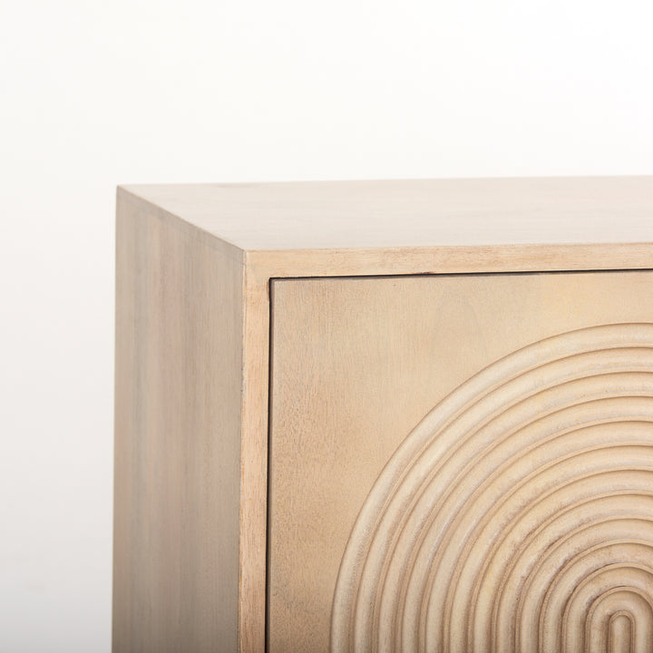 Tucker Light Brown Wood w/ Carved Arch Pattern 4 Door Sideboard Dining Room Mercana