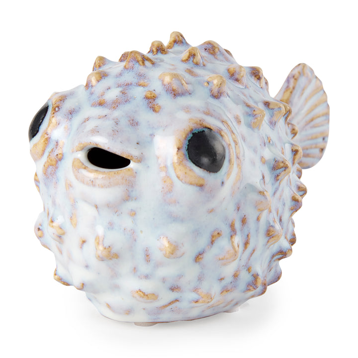 Spike I (Small) 8L x 4W Off-White Ceramic Puffer Fish Decor Mercana