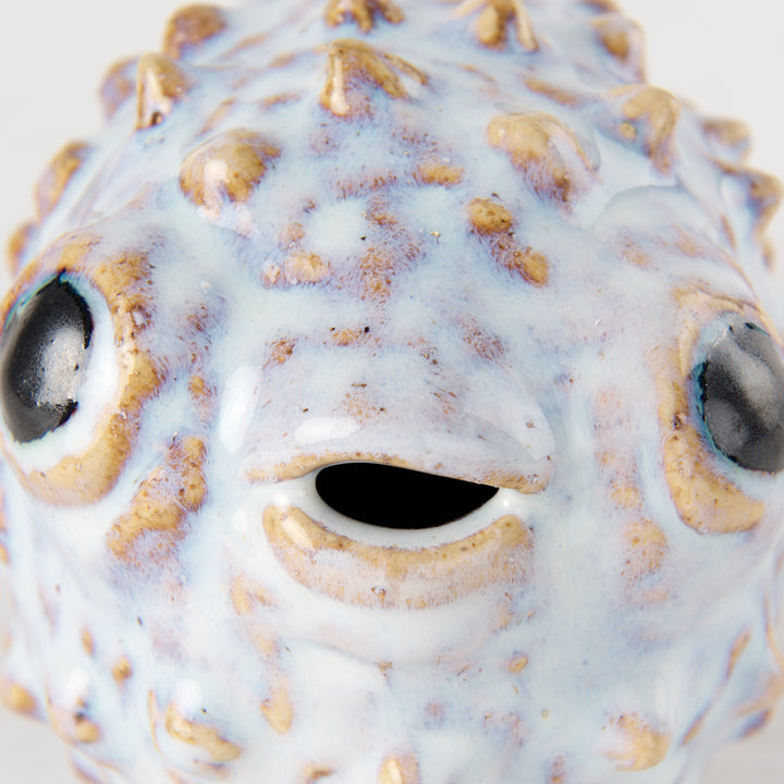 Spike I (Small) 8L x 4W Off-White Ceramic Puffer Fish Decor Mercana