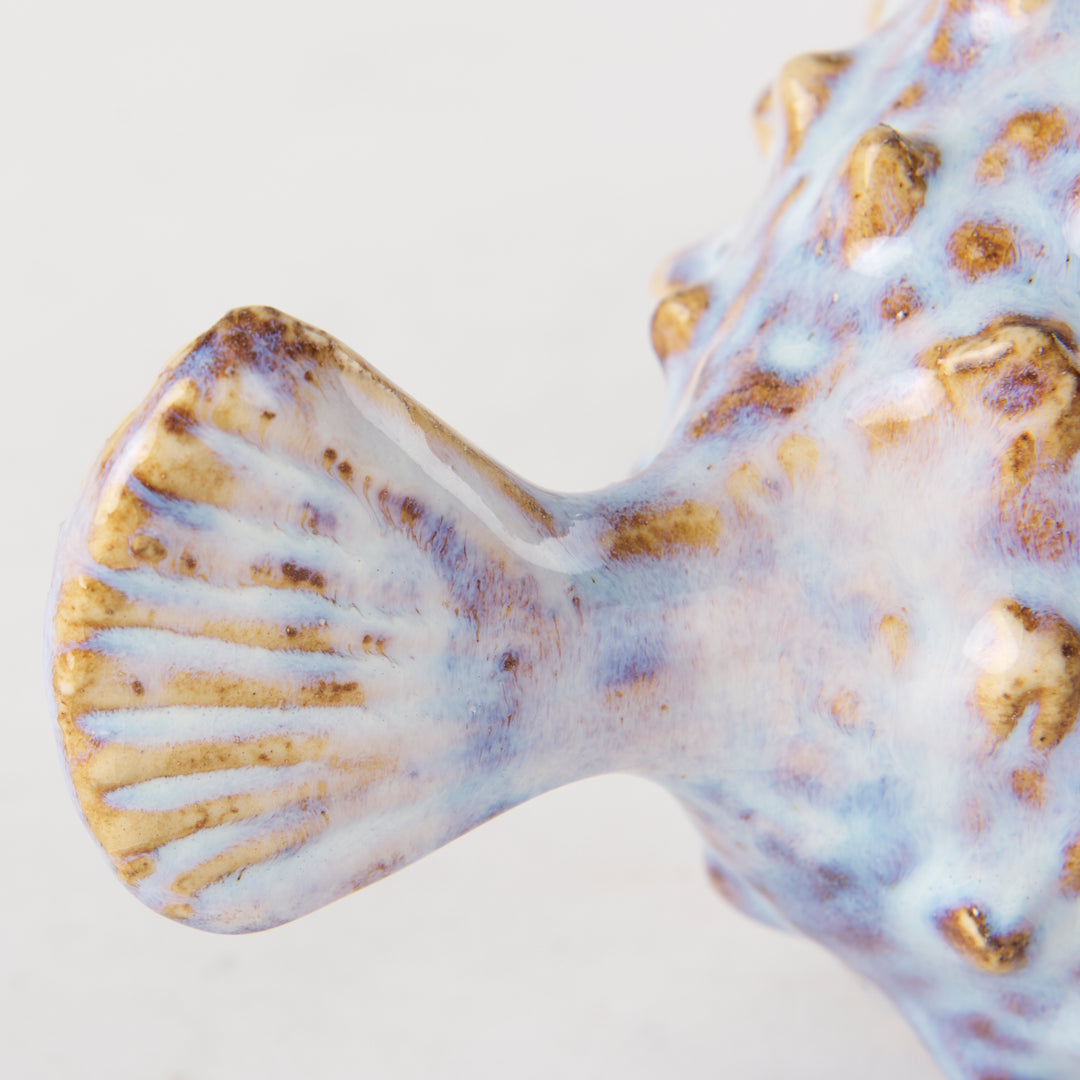 Spike I (Small) 8L x 4W Off-White Ceramic Puffer Fish Decor Mercana