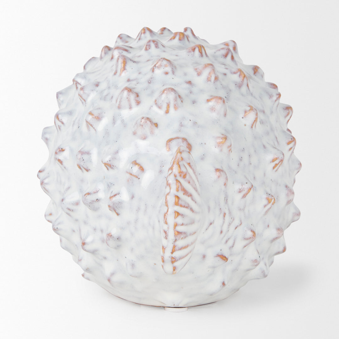 Spike II (Large) 10L x 6W Off-White Ceramic Puffer Fish Decor Mercana