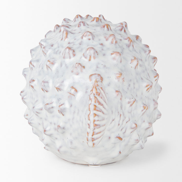 Spike II (Large) 10L x 6W Off-White Ceramic Puffer Fish Decor Mercana