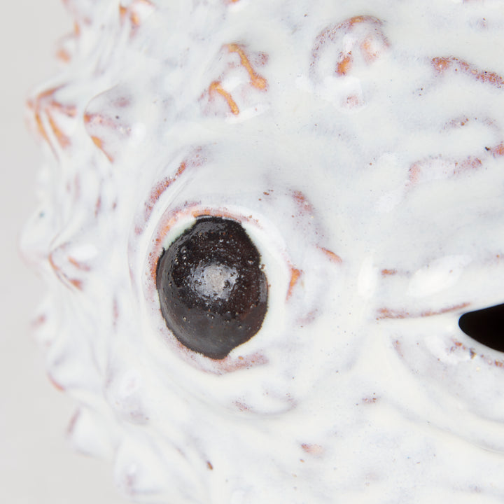 Spike II (Large) 10L x 6W Off-White Ceramic Puffer Fish Decor Mercana
