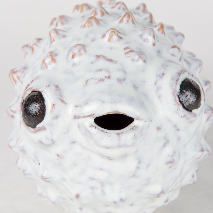 Spike II (Large) 10L x 6W Off-White Ceramic Puffer Fish Decor Mercana