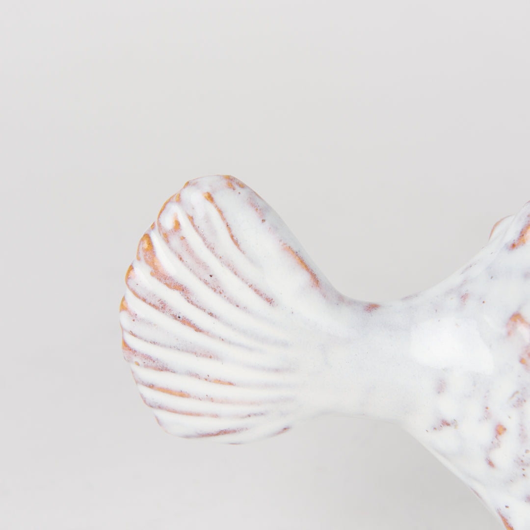 Spike II (Large) 10L x 6W Off-White Ceramic Puffer Fish Decor Mercana