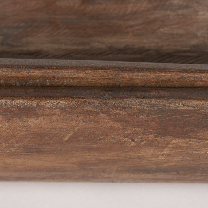Athena Set of 2 Extra Large Medium Brown Reclaimed Wood Trays Decor Mercana
