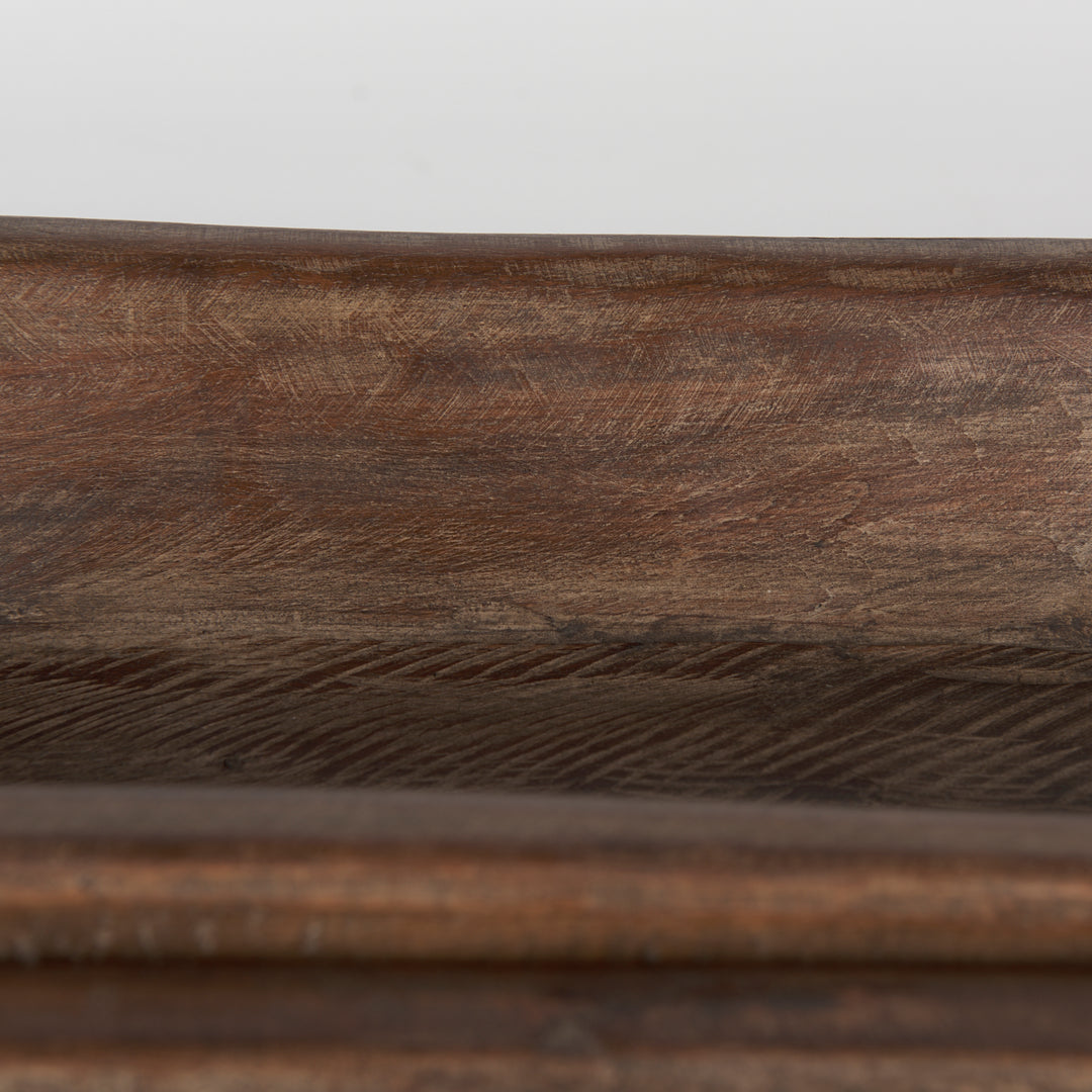 Athena Set of 2 Extra Large Medium Brown Reclaimed Wood Trays Decor Mercana