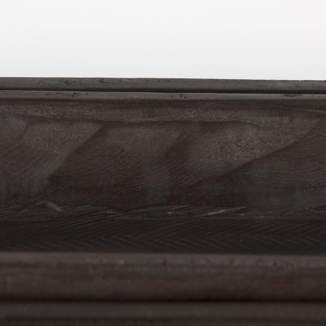 Athena Set of 2 Extra Large Black-Brown Reclaimed Wood Trays Decor Mercana