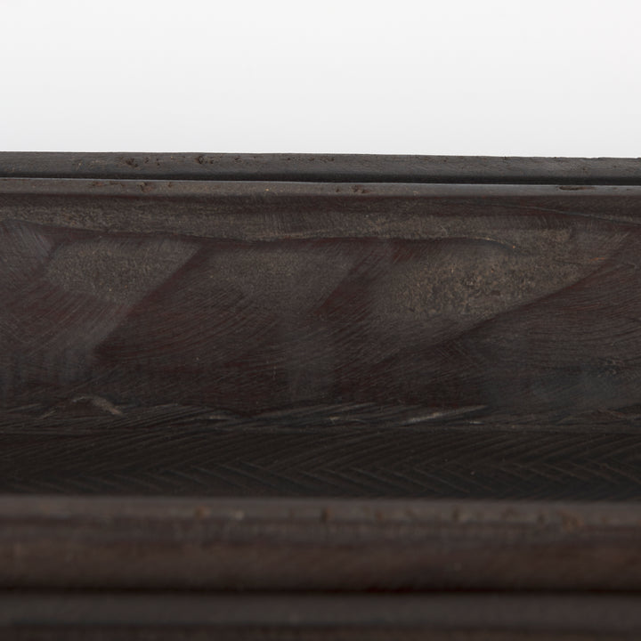 Athena Set of 2 Extra Large Black-Brown Reclaimed Wood Trays Decor Mercana