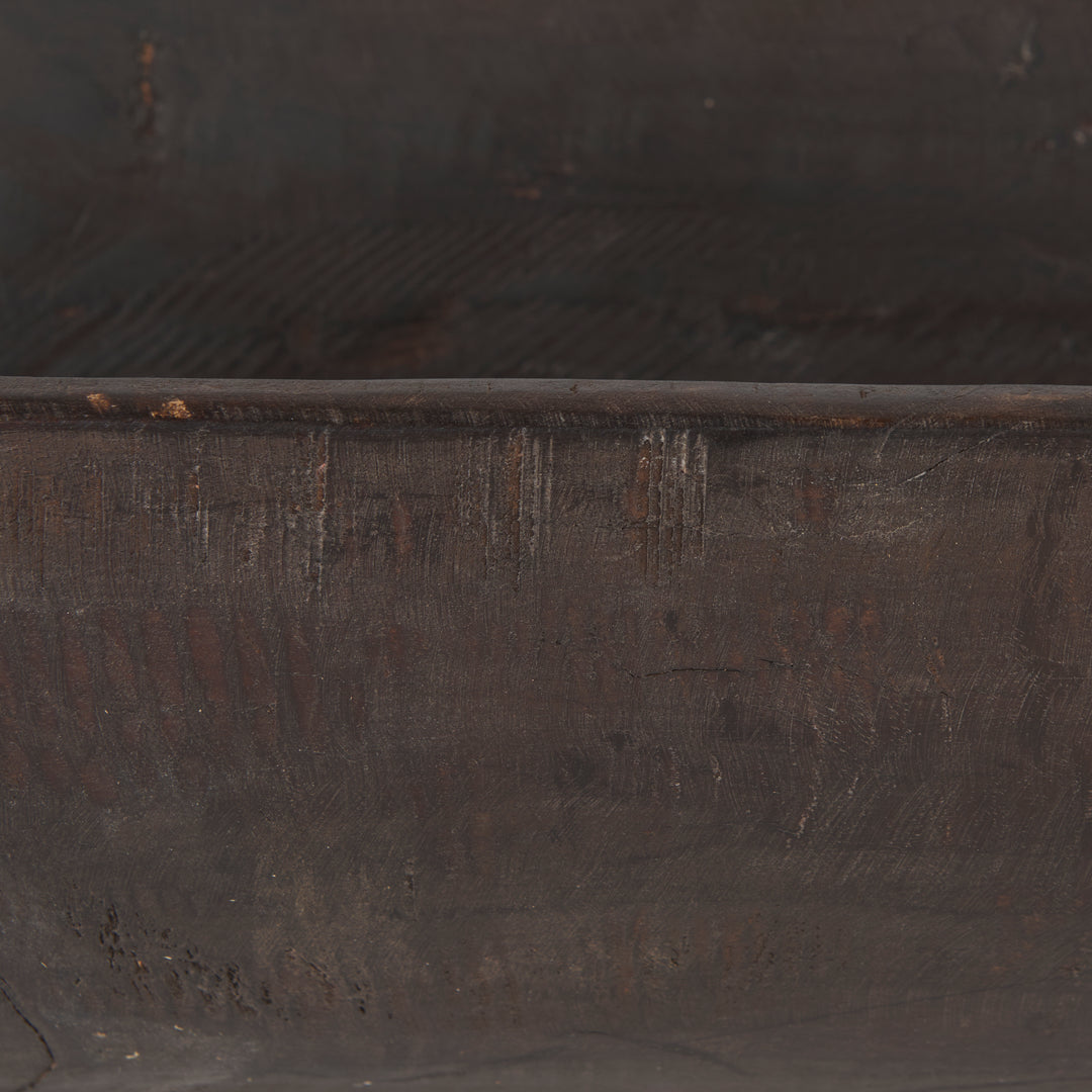 Athena Extra Large Oblong Black-Brown Reclaimed Wood Bowl Decor Mercana