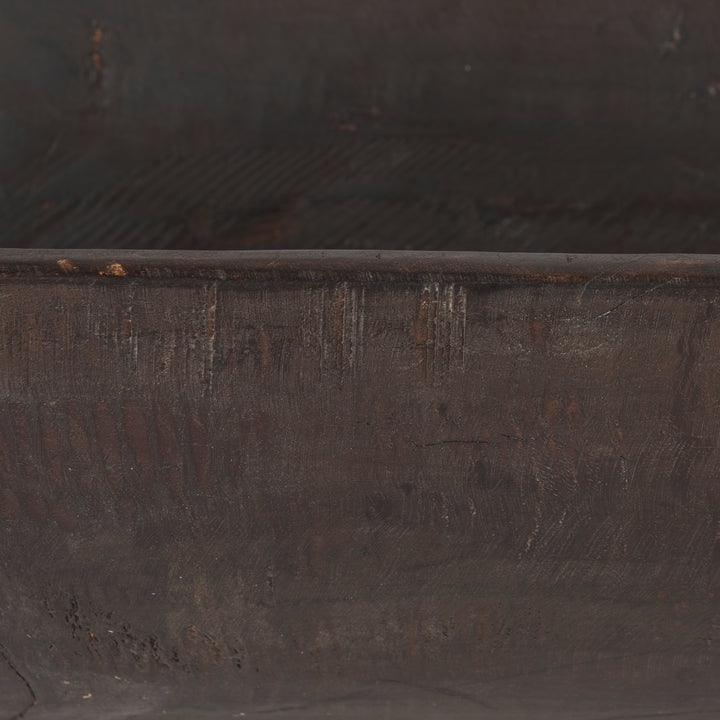 Athena Extra Large Oblong Black-Brown Reclaimed Wood Bowl Decor Mercana