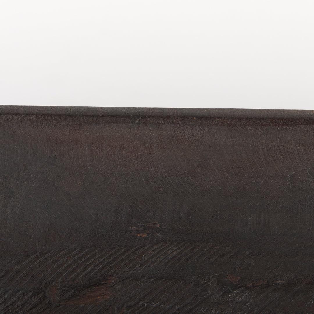 Athena Extra Large Oblong Black-Brown Reclaimed Wood Bowl Decor Mercana