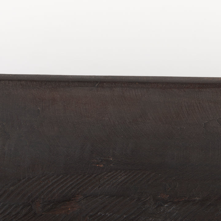 Athena Extra Large Oblong Black-Brown Reclaimed Wood Bowl Decor Mercana