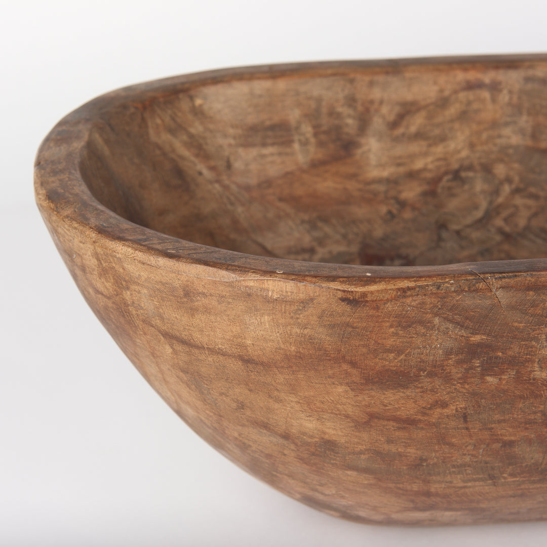 Athena Extra Large Oblong Medium Brown Reclaimed Wood Bowl Decor Mercana