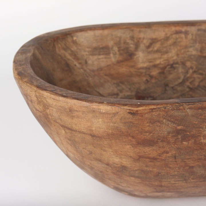 Athena Extra Large Oblong Medium Brown Reclaimed Wood Bowl Decor Mercana