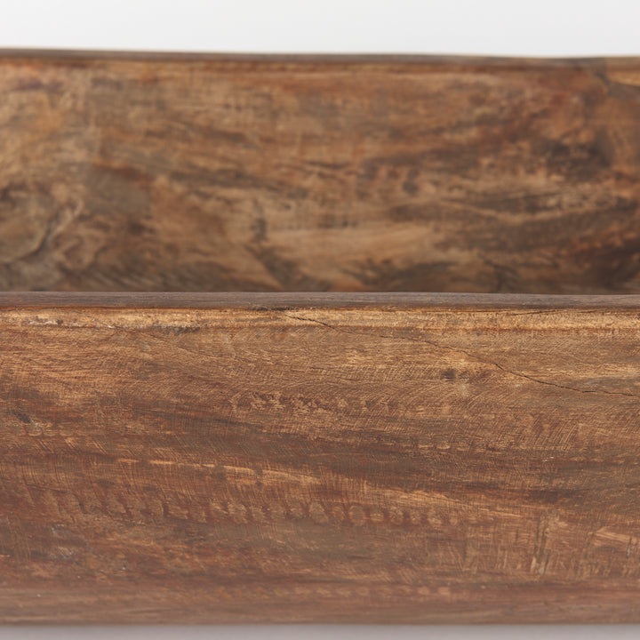 Athena Extra Large Oblong Medium Brown Reclaimed Wood Bowl Decor Mercana